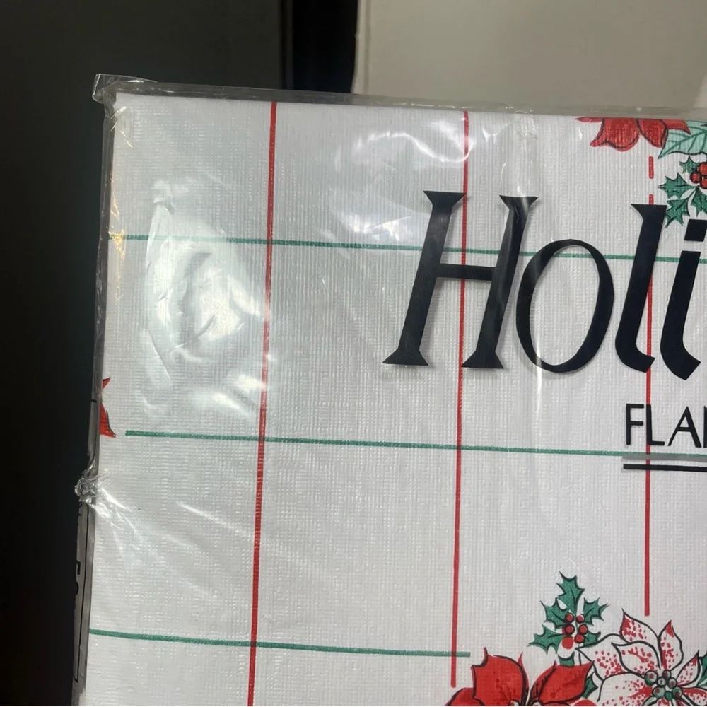 Vintage Holiday Flannelback Tablecloth “Styled by Lisa” 52 x 52, Christmas NWT